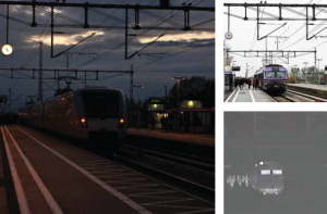 Thermal image of train station Thermal cameras are excellent for detecting people and vehicles and other objects in darkness and chal- lenging conditions. Thermal cameras do not, however, deliver images that allow reliable identification.